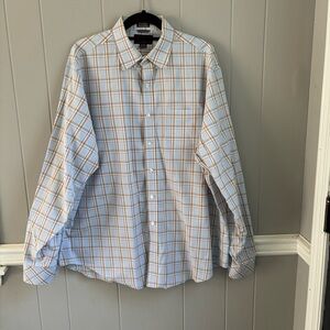 Black Brown 1826 Men’s Blue and Brown Casual Button Down Long Sleeve Shirt.